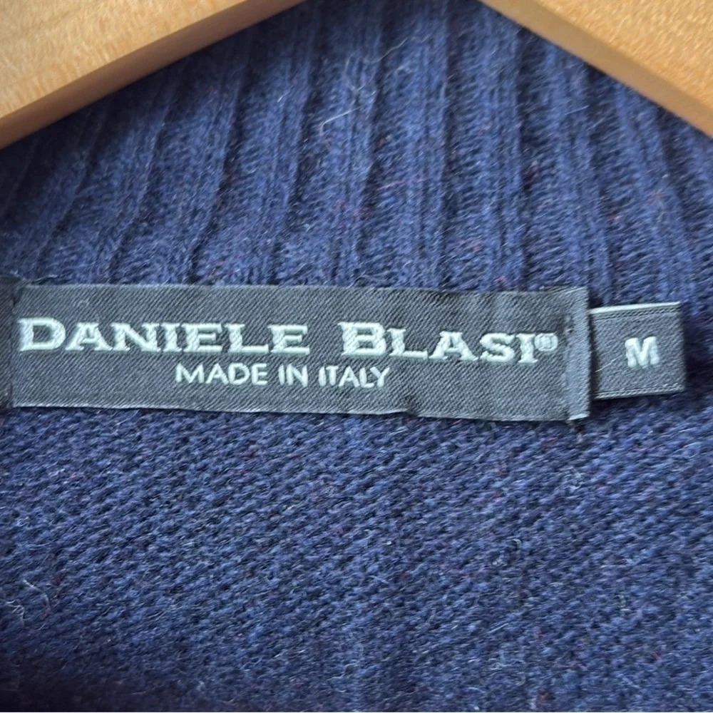 Daniele Blasi Made in Italy Wool Nordic Fair Isle Quarter Zip Sweater M